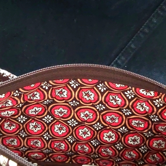 NWT Vera Bradley small brown and white quilted cotton hand bag. - Picture 3 of 6